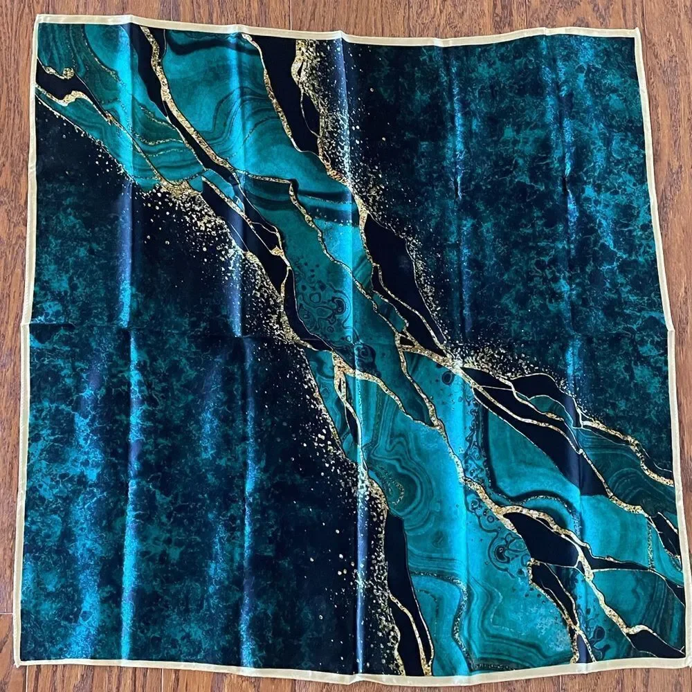 Turquoise printed scarf